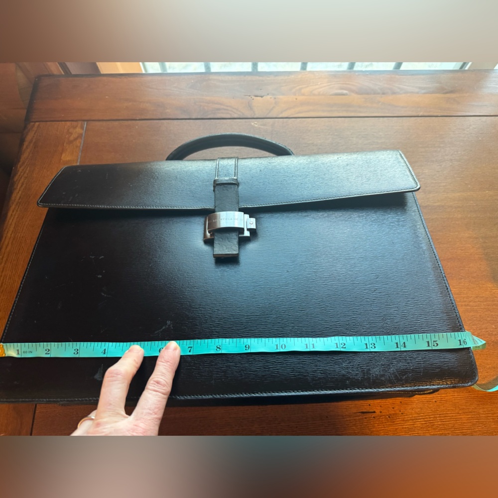 Montblanc Westside Double Gusset Black Leather Top Handle Briefcase-GUC - Picture 10 of 16